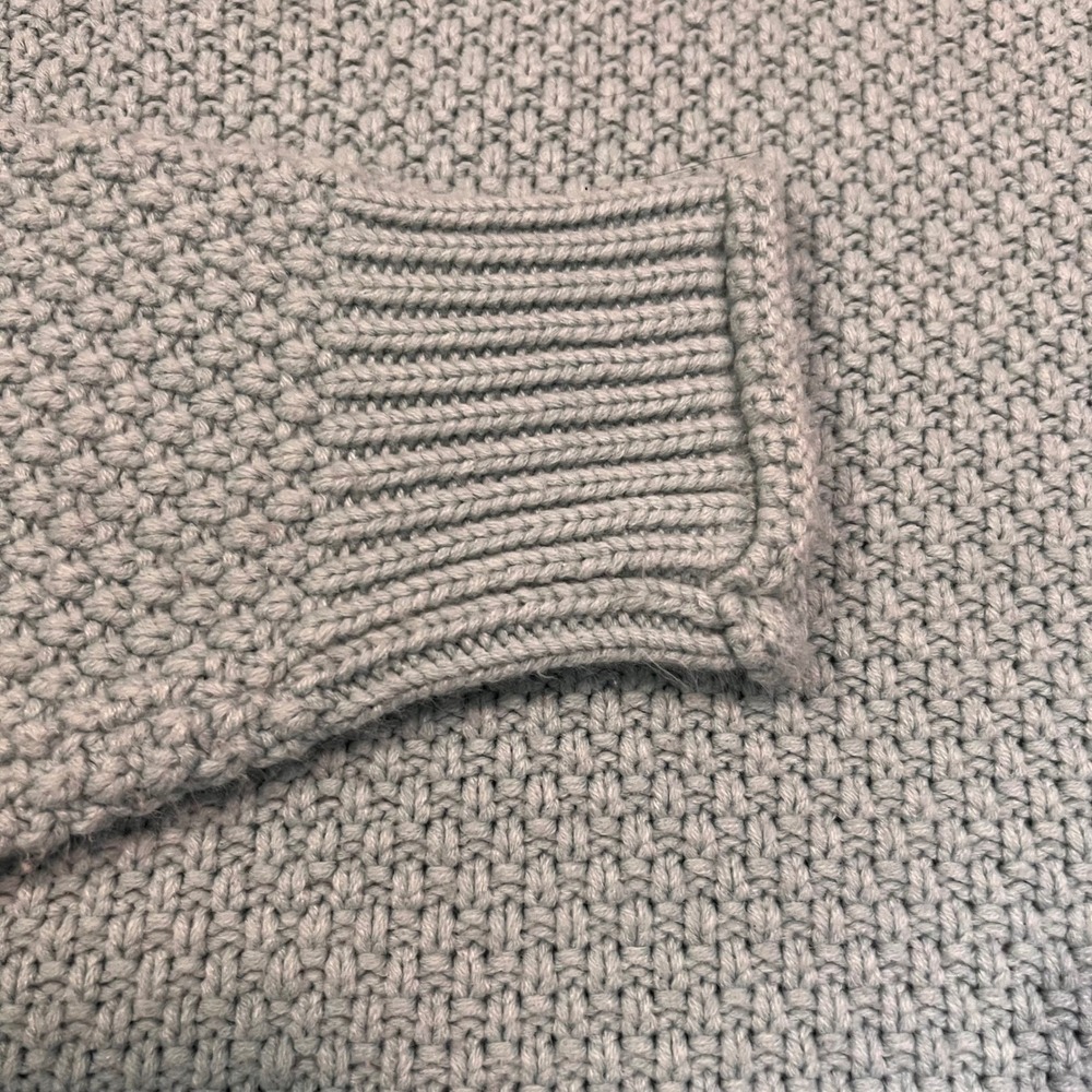Womens Cozy Winter Sweater in Aqua Blue  Mock‎ Neck Heavy Warm Ribbed Knit Large - Picture 7 of 14